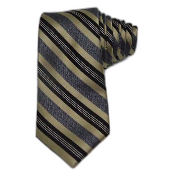 NWT Joseph Abboud Striped Brown Black Necktie Tie 100% Silk - Picture 2 of 8